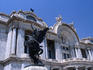 Statue in front of the Palace of Fine Arts ( Palacio de Belles Artes ), a splendid white marble concert hall and arts centre
