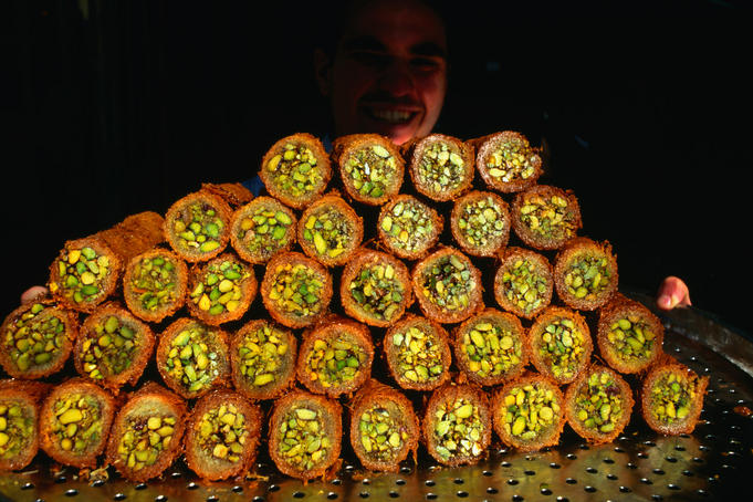 Lebanese sweets for sale at a market