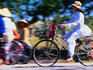 Girl on a bicycle.