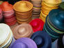 Colourful Panama hats from the Panama Hat factory in Cuenca.