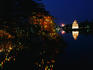 Evening view of the Tortoise Pagoda on Hoan Kiem Lake, Hanoi
