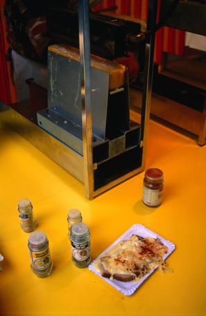 Raclette stall at market.