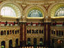 The Library of Congress and its Main Reading Room. The Main Reading Room's magnificent dome, 125ft high and 100ft wide, is supported by marble columns and 11ft statues characterizing 'civilisedlife and thought'.