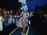 Sashaying through the French Quarter, a samba dancer struts her stuff in New Orleans during the Mardi Gras.