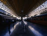 Trains in station.