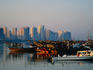 Fishing boats moored in the port, at dawn - Abu Dhabi