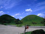 View of the tomb mounds in Tumuli Park in the heart of Gyeongju (Kyongju). There are twenty tombs of the Silla monarchs and family within the walled area.