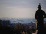 Admiral Yi's bronze statue protectively gazes over the Busan (Pusan) harbour, South Korea's busiest port.