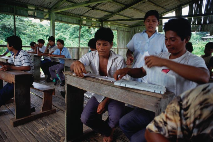 Chachi Indian adult education in San Miguel.