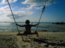 A giant beach swing is a great way to relax. Hat Yao Beach, Ko Pha-Ngan, southern Thailand.