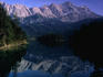 Eibsee Lake (1000 mt) with its dramatic alps in the background is a local beauty spot near Garmisch-Partenkirchen, in Bavaria