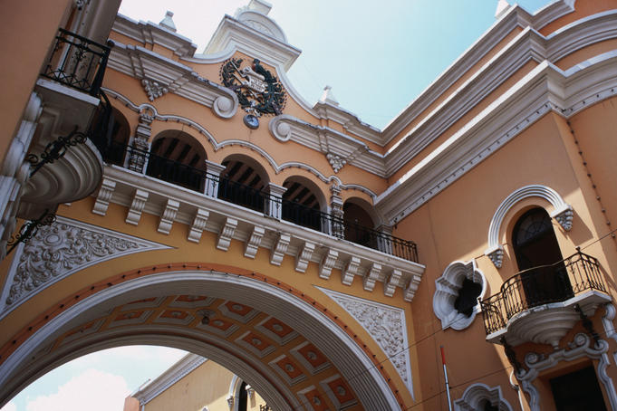 Colonial house facade in the old quarter.