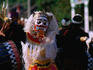 Masked dancer performs at a Selong wedding on Lombok.