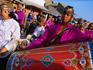 Wedding musicians on parade in Selong.