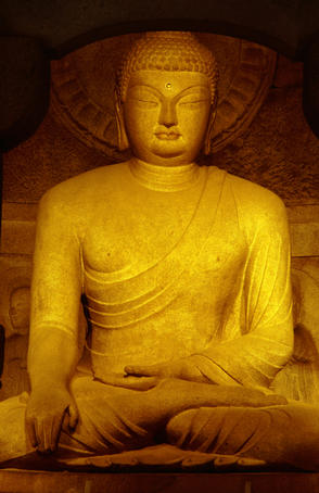 Statue of Sakyamuni Buddha in Seokguram (Sokkuram) Grotto.
