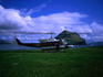 Helicopter arrival at the Koltur heliport, Koltur island.