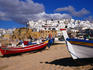 View of the town and beach of Albufeira, from Praica dos Barcos, or Fisherman's beach.