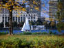 Sailing off the Esplanade on the Charles River.