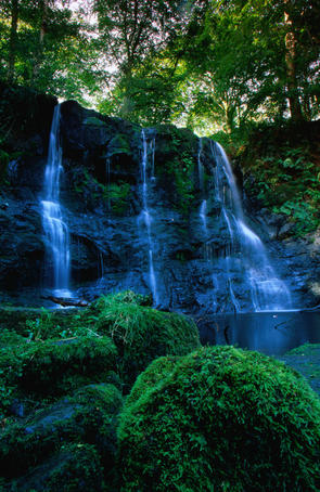 Ess-na--Larach Waterfall, the highlight of the 800 hectare Glenariff Forest Park, County Antrim - Northern Ireland