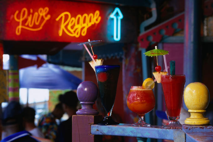 A colourful array of cocktails from the Margueritaville Bar in Montego Bay, from left to right, a Marti Mix, Tangerine Passion Marguerita and an oldie but a goodie, the Strawberry Daquiri