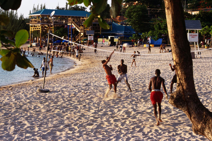 A game of volleyball in Montego Bay