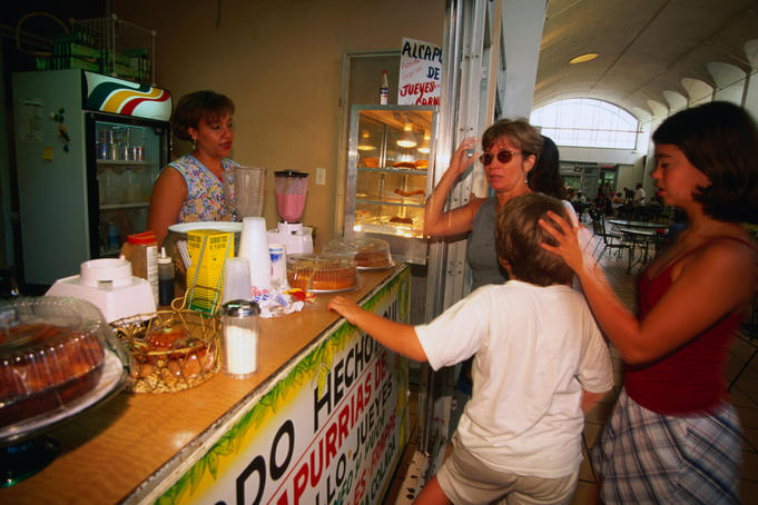 Food outlet in the undercover Plaza Mercado in Rio Piedras, San Juan