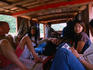 Travellers get a ride on a cargo boat up the Mekong River in Vientiane.