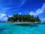 Coconut palm trees on key in San Blas Islands.