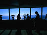 Inside the viewing platform of the 1815.5metre tall CN Tower in Toronto.