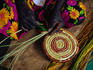 Detail of basket weaving with pandanus coloured with natural dyes at Kudjekbinj outstation, Arnhem Land.
