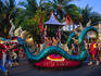 A colourful float in the Festival of Darwin's grand parade. The August celebration is mainly an outdoor arts and culture festival that highlights Darwin's unique combination of large Asian and Aboriginal populations.