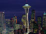 City at dusk with Seattle signature taking centre stage, the 1962 Space Needle, taken from Kerry Park.