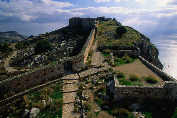 16th century Palimidi Fort which stands on rocky shores of the Argolic Gulf two hundred and sixteen feet above sea level