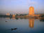 Niger River with BCEAO Bank tower behind.