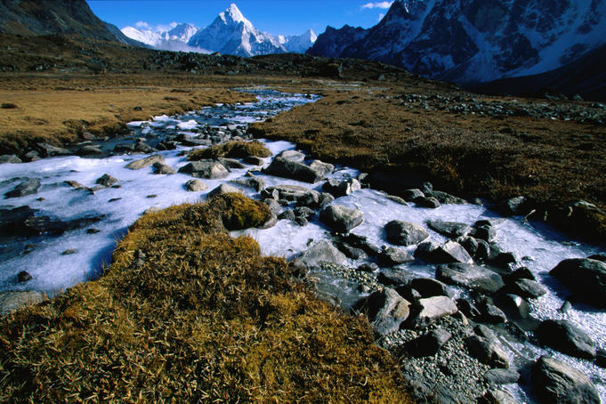Ama Dablam in distance from Gokyo valley via the Cho-La.