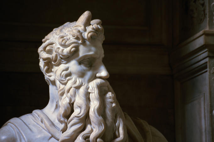 Michaelangelo's Moses in San Piertro in Vincoli, Moses is the centerpiece of the tableau for the unfinished tomb of Julius II, who actually resides in St Peter's, the hugely impressive statue measures 7 feet and bares an uncanny resemblance to Charlton Heston