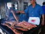 Chef Fernando Uicamp griling beef at La Palapa Costillas in Cozumel.