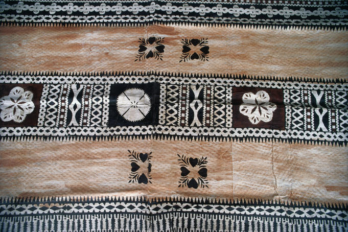 Traditional tapa cloth made from beaten Mulberry bark in Suva.