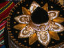 Highly decorated with sequins and embroidery motifs, the mariachi sombrero for sale in Playa del Carmen.
