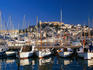 Fishing boats moored in harbour at Elvissa.