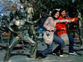 Visitors strike a pose at the Central Movie Studio.