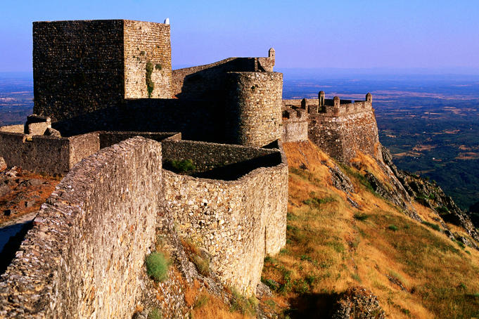 Fortified hilltop village, looking west into Spain from the Castle - Marvao, Alto Alentejo