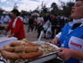 Selling savoury sausages in Santiago's Parque O'Higgin.