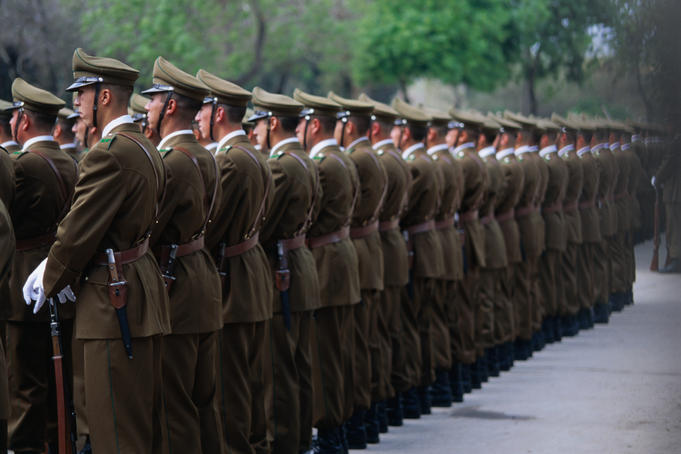 Chilean cabineros on parade during Independence Day Celebrations in Santiago.
