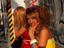 A "Ko-gyaru" (literally "young gal") a follower of a trend that emulates the American Valley girls, in the Amerika-Mura district.
