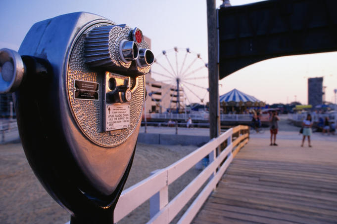 Binoculars on Virginia Beach boardwalk.