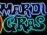 Neon Mardi Gras sign, Bourbon Street, Frrench Quarter.
