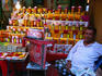 A street vendor selling hair oil and cosmetics in Laad Bazaar, Hyderabad