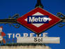 The famous Tio Pepe sign behind the metro sign for Sol in Madrid.