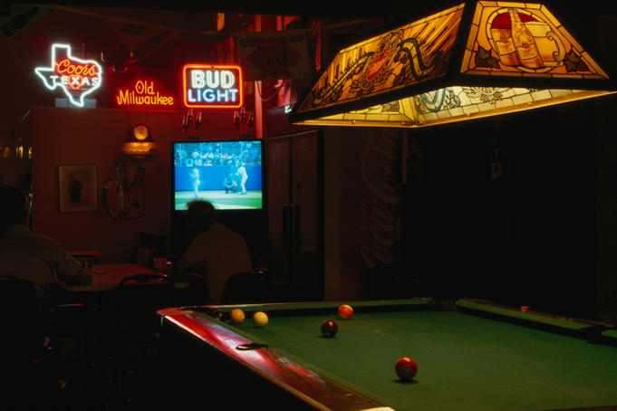 Pool table, tv and beer in downtown San Antonio.